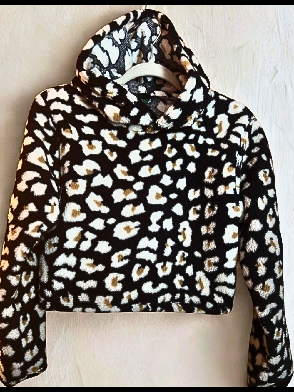 Wild Fable Leopard Print Cropped Pullover Hoodie